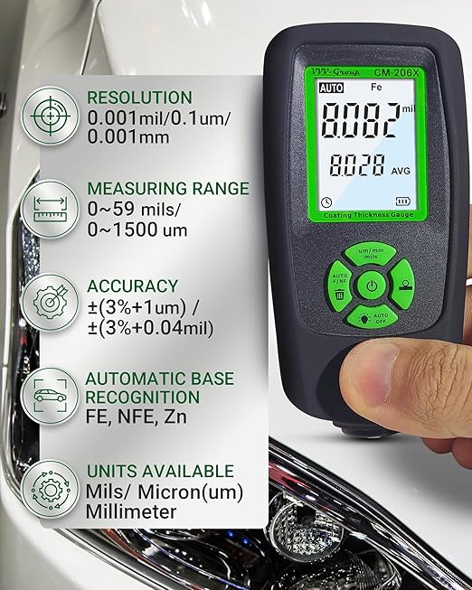 VVV-Group Paint Thickness Gauge CM-206X | Coating Thickness Meter Fe/Al/Zn | - Image 2
