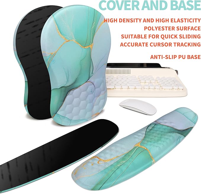 KUOSGM 2-in-1 Ergonomic Set, Wave Rise Keyboard Wrist Rest and Massage Bulge - Image 6
