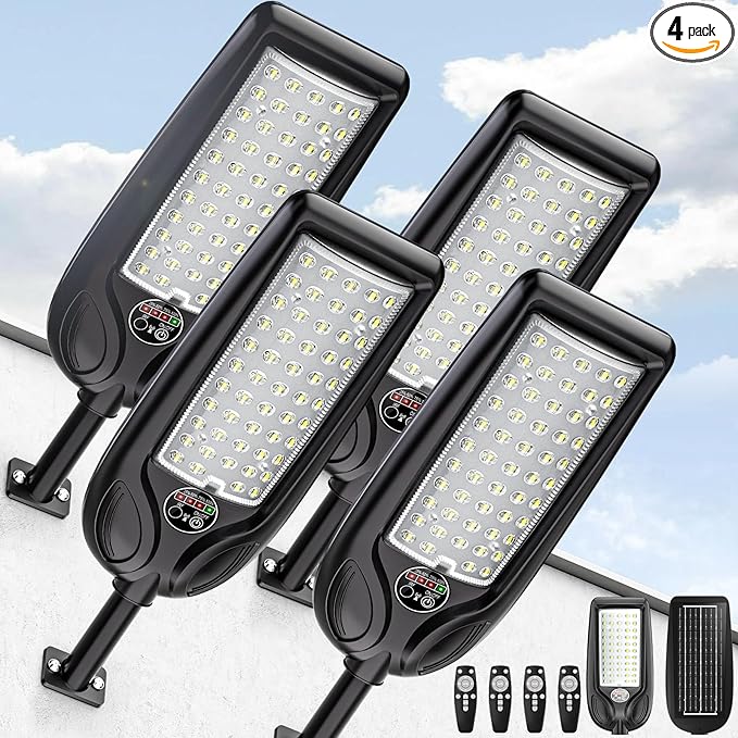 Solar Street Lights Outdoor Waterproof, 30000LM Dusk to Dawn Solar Lights by LAMPTEC