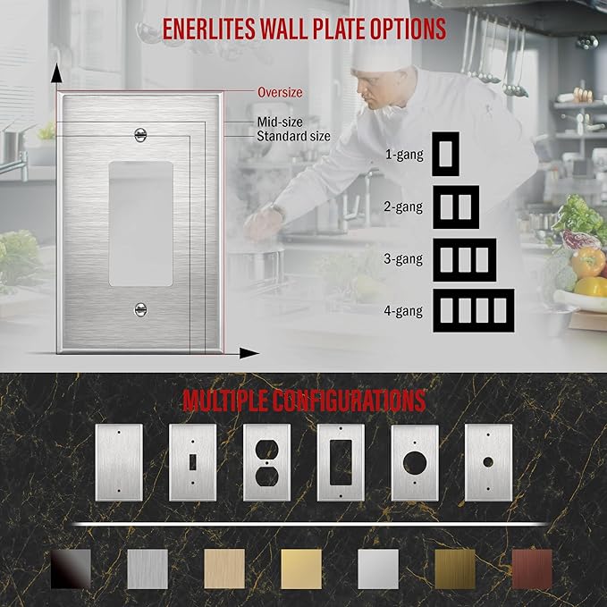 ENERLITES Decorator Switch or Receptacle Outlet Metal Wall Plate, Corrosion - Image 4