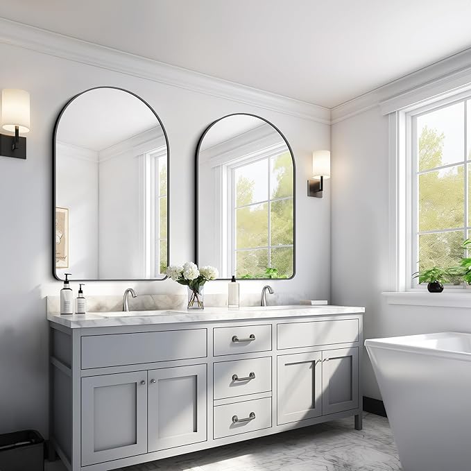 GLASHOM Arched Bathroom Mirror, Wall Mounted Mirror, Living Room, Vertically - Image 9