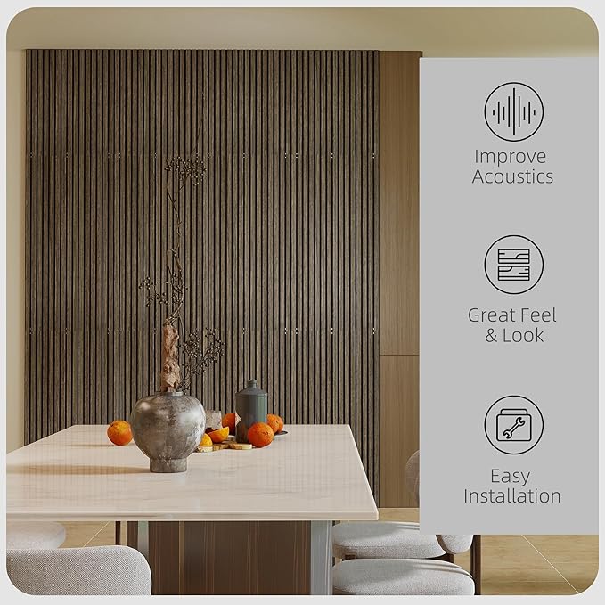 HOMCOM 4 Pack 3D Acoustic Panels, Wood Slat Wall Paneling - Image 3