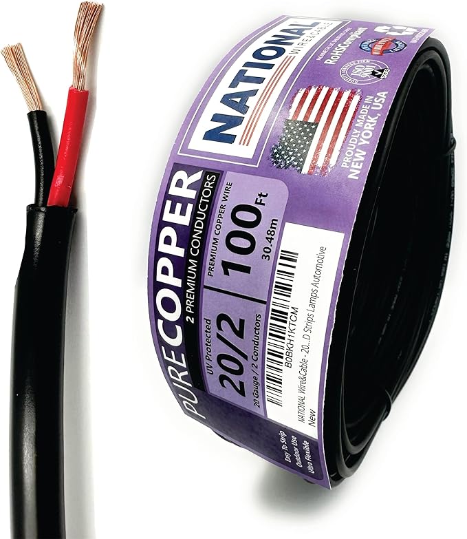 NATIONAL Wire & Cable – 20 AWG 2-Conductor Premium Copper Wire, 100 ft by NATIONALWireCable