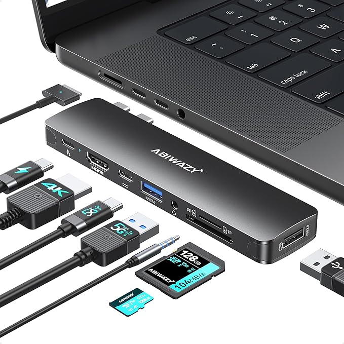 USB C Adapter HDMI USB Multiport Hub, 8 in 2 Accessories by ABIWAZY