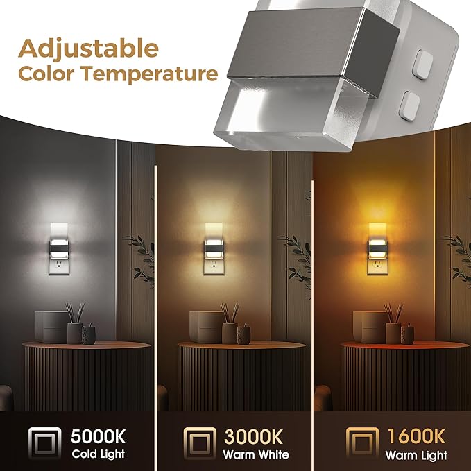 L LOHAS LED Night Light, 2 Pack Adjustable Color Temperature Night Lights Plug - Image 2