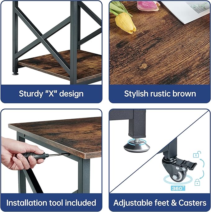 Fannova Large Printer Stand, 23.6 x 23.6 x 22.6 Inches Square Printer Table - Image 7