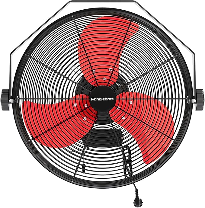 Fanqiebros 4580 CFM 18 inch High Velocity Wall Mounted Fan, 3-Speed Metal Fan by Fanqiebros