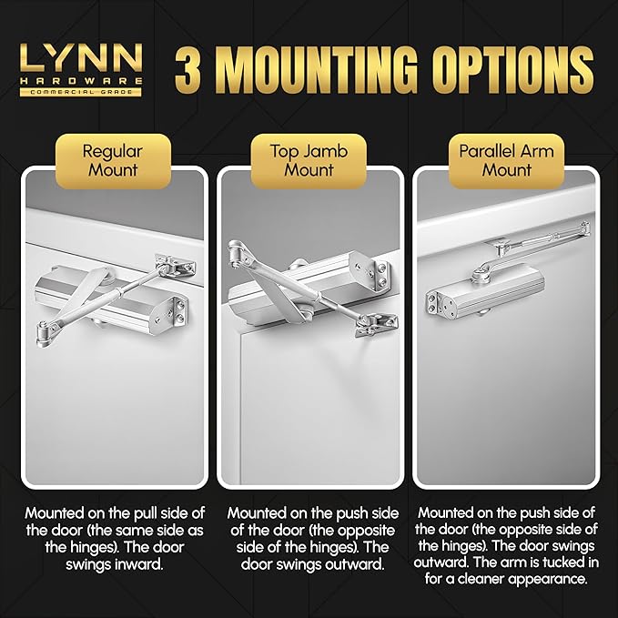 LYNN HARDWARE Medium/Heavy Duty Automatic Door Closer - Image 4