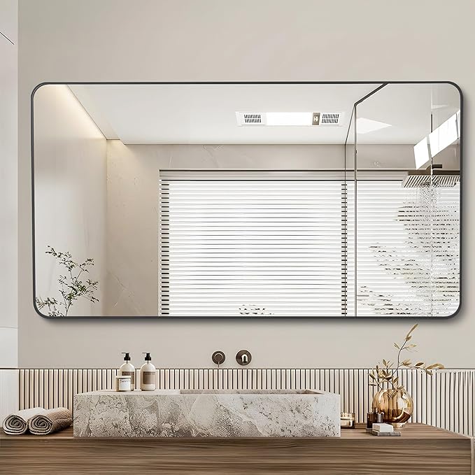 36" x 48"Bathroom Mirror, Matte Black Wall Mirror - Image 2