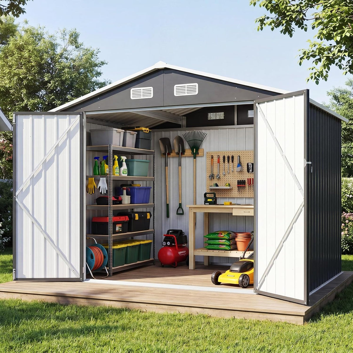 8x6ft outdoor storage shed black, main product view