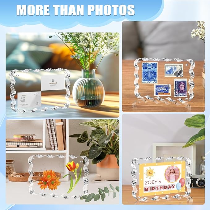 Aheroi Acrylic Picture Frames, 3 Pack 4x6 Clear Scalloped Photo Frame - Image 6