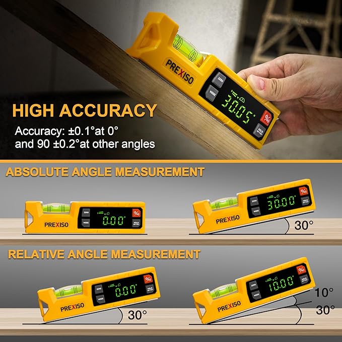 PREXISO Digital Level & Digital Protractor, 7 inch Angle Finder 0-90° & 0-180° - Image 4