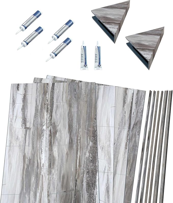 Palisade 78in x 60in x 32in Waterproof Vinyl Shower Surround Kit - Image 2