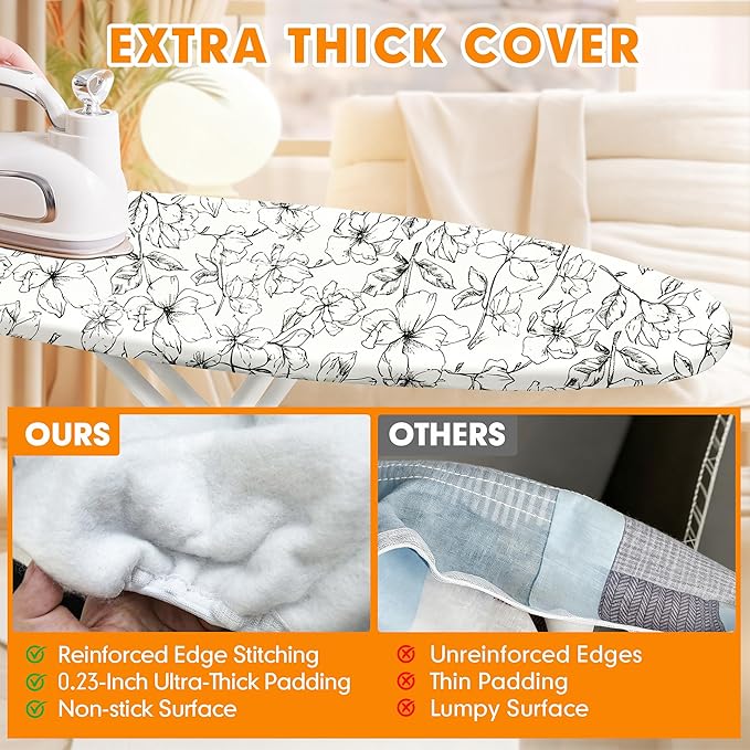 Ironing Board Cover and Pad, 21x54 Extra Large Thick Iron Padding, Scorch & - Image 3