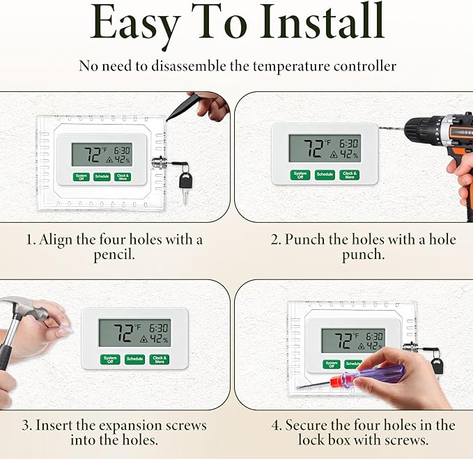 4 PCS Thermostat Lock Box with Key, Universal Thermostat Covers with Locks - Image 5
