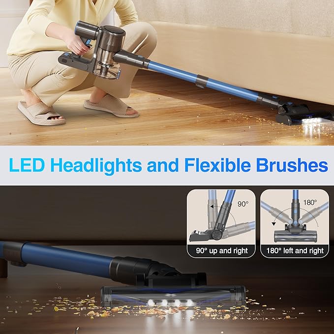 Zefiro Cordless Vacuum Cleaner for Home, 450W /40Kpa 50Mins Stick Vacuum - Image 7