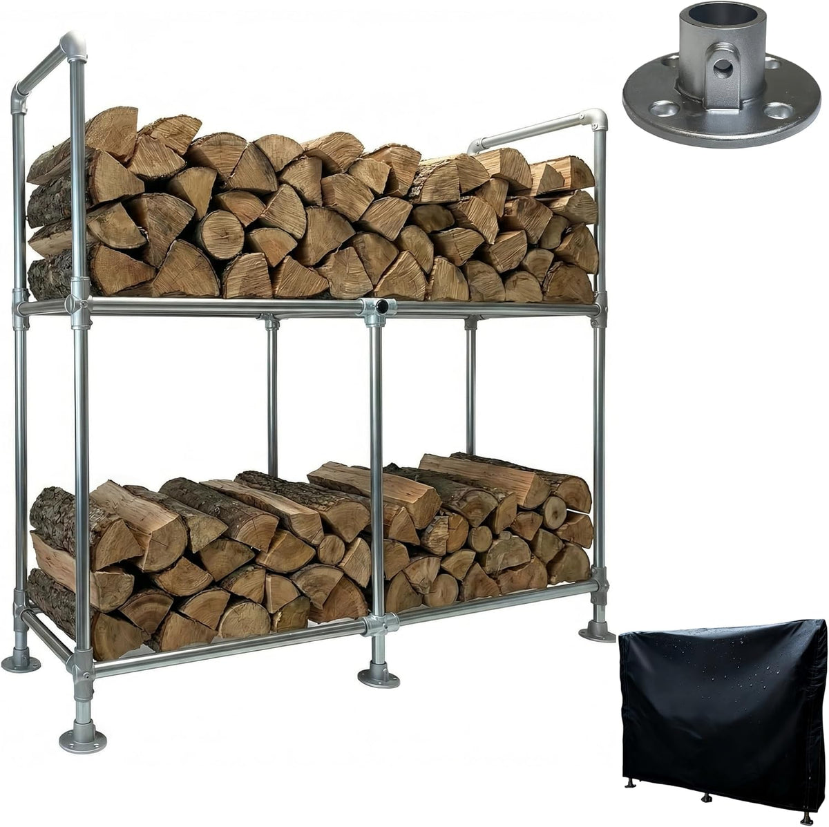 6ft heavy duty firewood rack outdoor with cover,2-tier,6, main product view