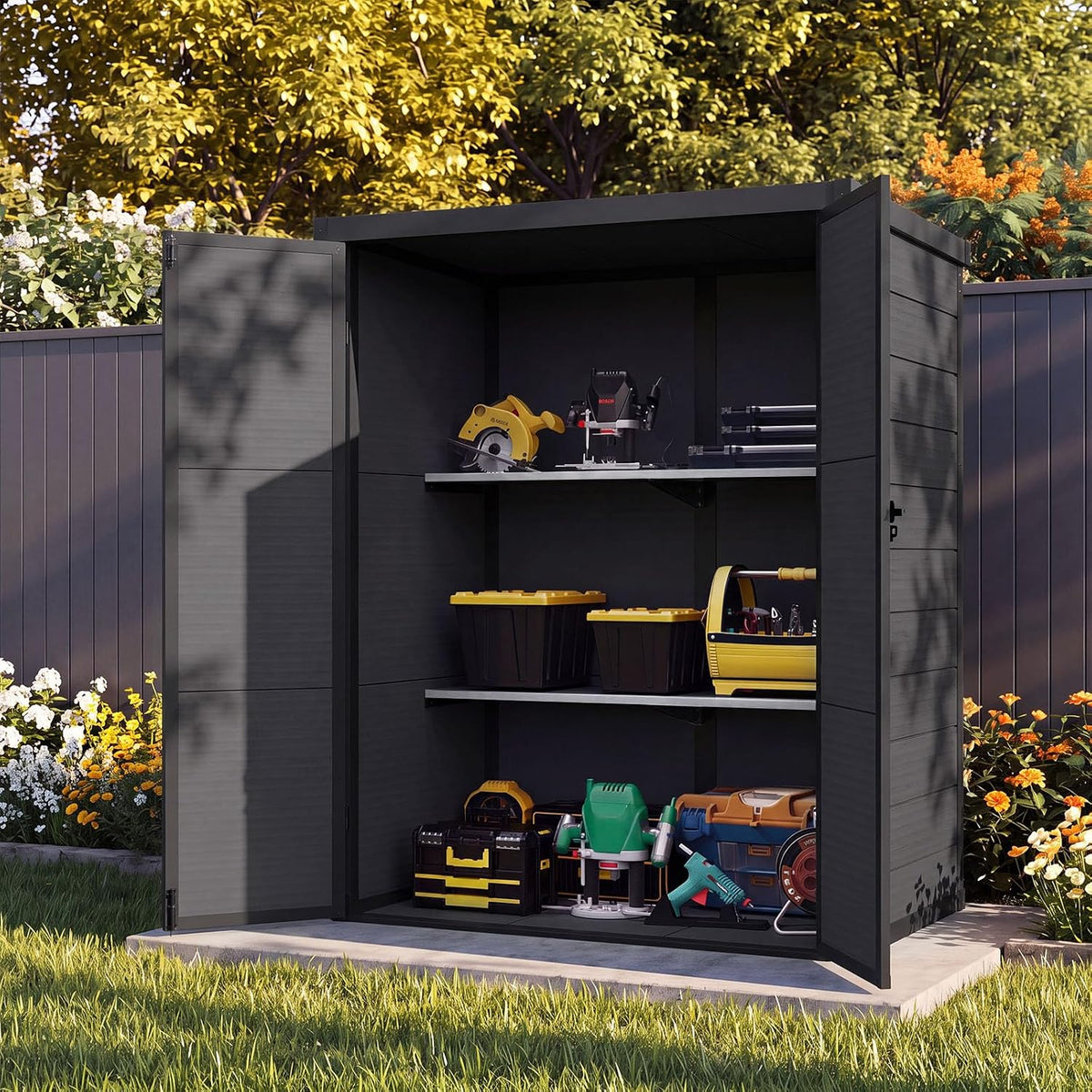 aoxun 55 cuft outdoor tall storage shed, 5×3×7ft, main product view