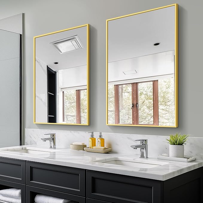 Bathroom Vanity Mirror for Wall, 2 Pack 36" x 24" Metal Framed Rectangular - Image 8