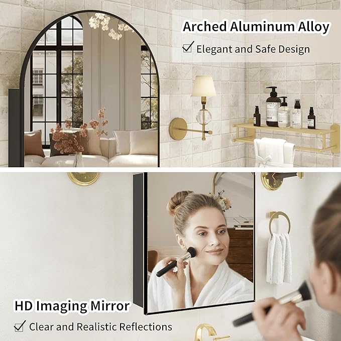 Arched Medicine Cabinet with Mirror, Bathroom Medicine Cabinet with Mirror Wall - Image 6