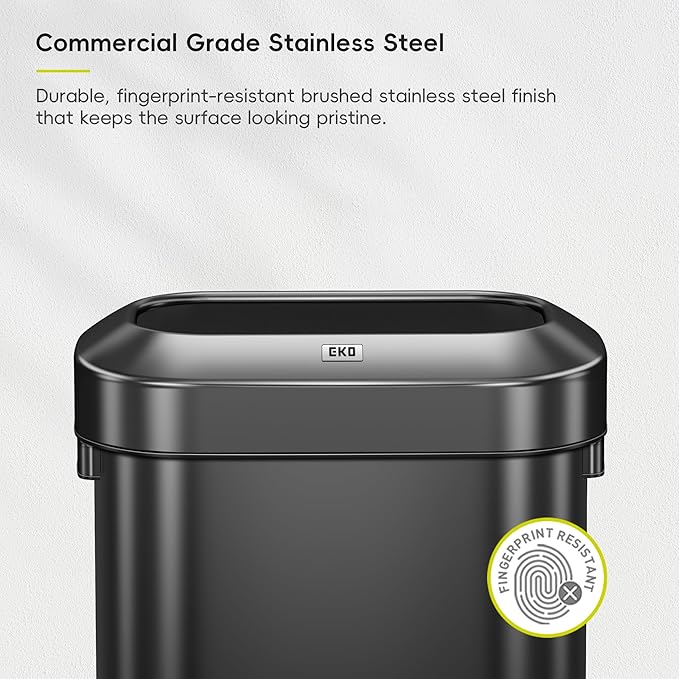 EKO Urban 24 Gallon/90 Liter Open Top Stainless Steel Slim Commercial Trash Can - Image 3