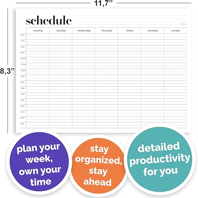 Weekly Schedule Pad, Tear Off Undated Weekly Planner Notepad, A4 Size, Premium - Image 6