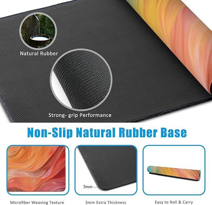 EOBKLAX Abstract Marble Desk Mat, Large Gaming Mouse Pad, Non-Slip Rubber Base - Image 5