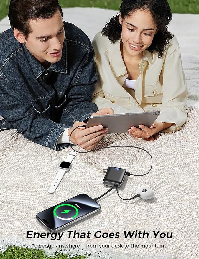 Portable Charger with Built in Cables & Wall Plug, 10000mAh Power Bank - Image 7