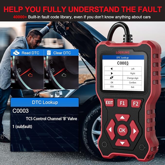 LOERUMG Professional OBD2 Scanner Diagnostic Tool Check Engine Code Reader - Image 5