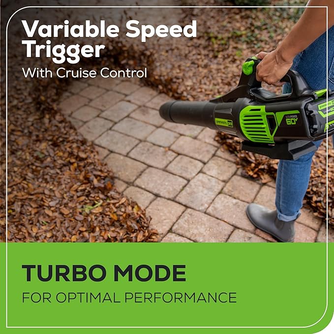 Greenworks 60V 700 CFM Brushless Leaf Blower, 5.0 Ah Battery and Rapid Charger - Image 7