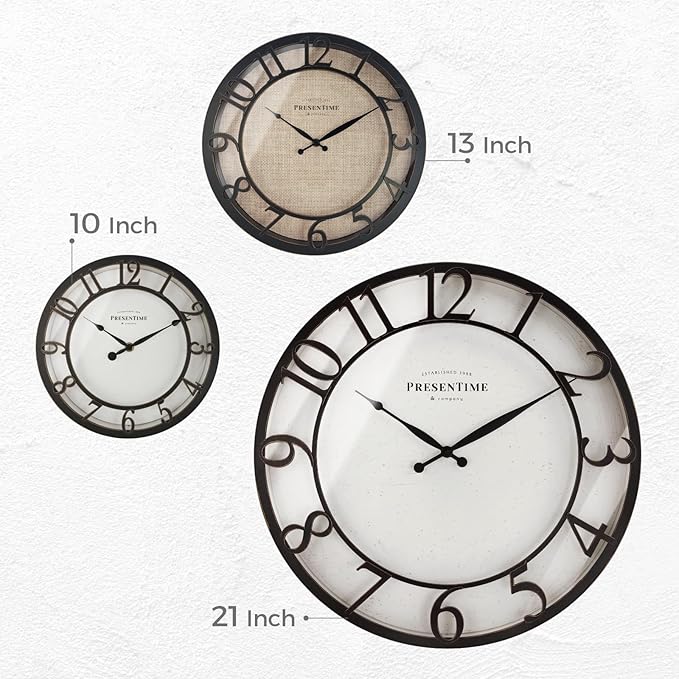 Presentime & Co 10" Farmhouse Series Wall Clock, Vintage Style, Retro Clock - Image 6