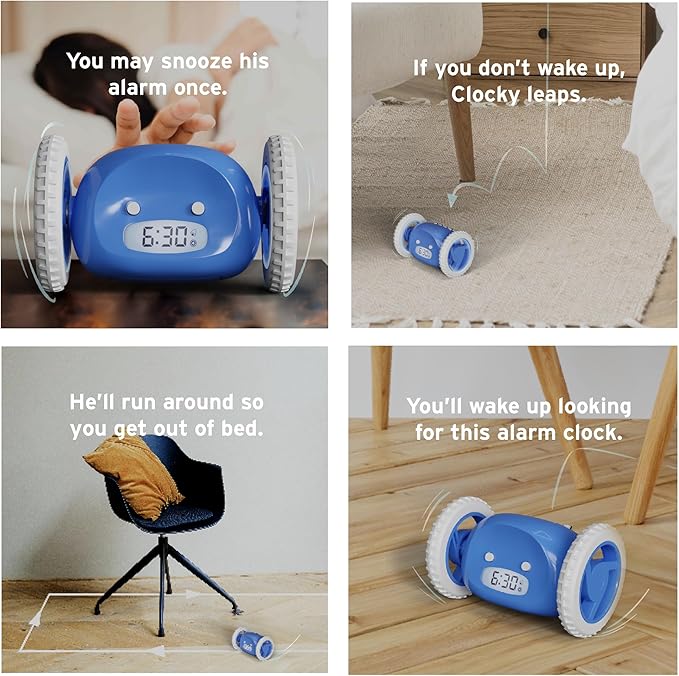 CLOCKY Extra Loud Alarm Clock for Heavy Sleepers on Wheels Rolls Runs Away - Image 7