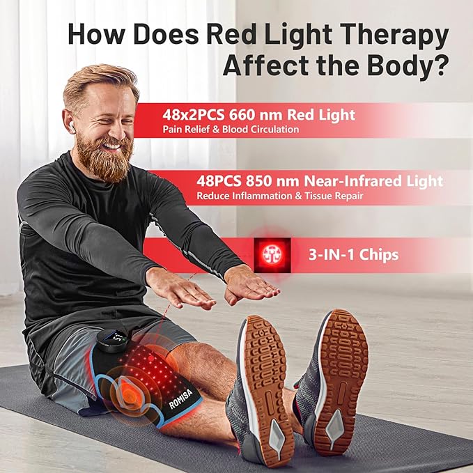 ROMISA Red Light Therapy Knee Brace & Vibration Knee Massage, 660nm & 850nm - Image 5