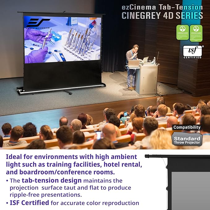 Elite Screens ezCinema Tab-Tension CineGrey 4D, 123-inch 16:9, Manual Floor - Image 4