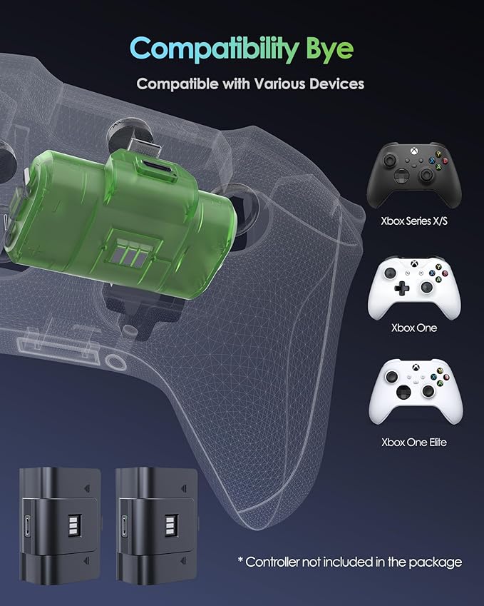 Rechargeable Xbox Controller Battery Pack, Play & Charge Kit - Image 2