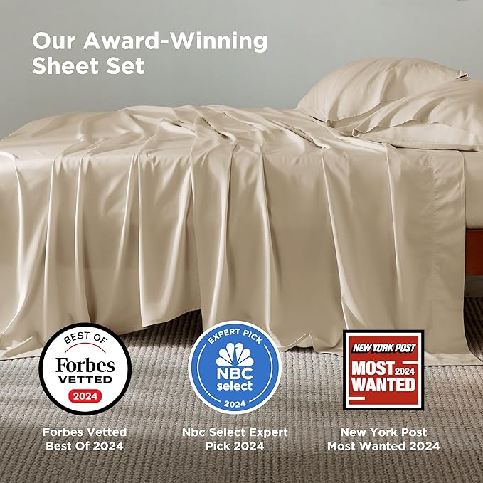 Bedsure Full Size Bed Sheets, Cooling Sheets, Rayon Derived from Bamboo - Image 3