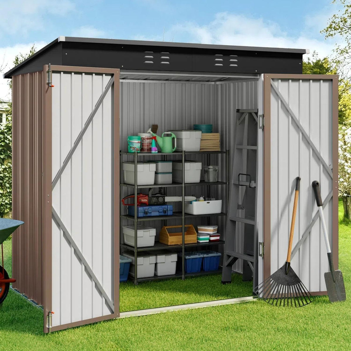 gizoon 6x4 ft outdoor shed, metal garden shed, main product view