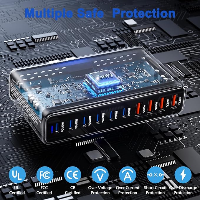 730W USB C Charger Block, 10 Port Fast USB Charging Station - Image 5