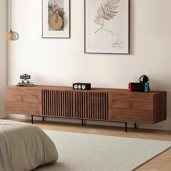 Pajiasen 94.48″ Mid Century Modern Walnut TV Stand - Image 4
