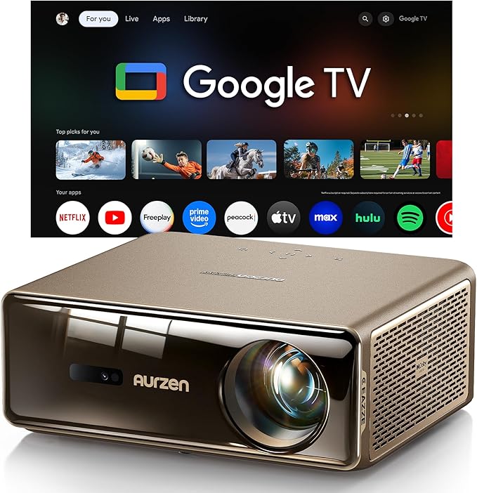 Aurzen EAZZE D1 MAX Upgraded Google TV Smart Projector 4K Supported, by Aurzen