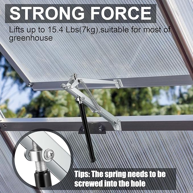 Amylove Dual Spring Automatic Roof Vent Opener Greenhouse Accessories Solar - Image 4