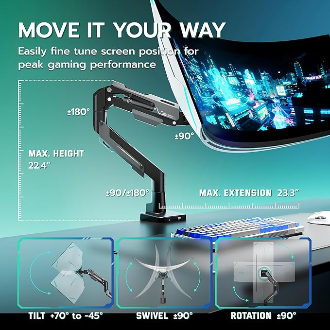 ARES WING Heavy Duty Ultrawide Monitor Arm - Image 8