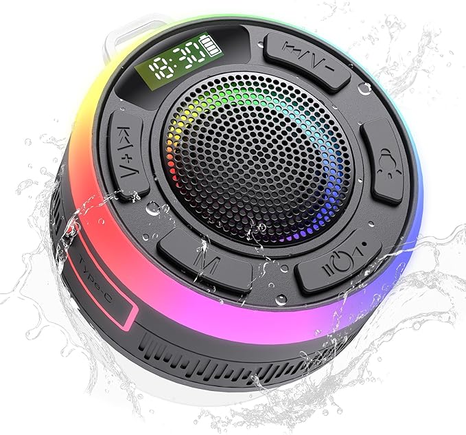 IPX7 Waterproof Shower Bluetooth Speaker, Portable Small Speaker by PRSCFUM