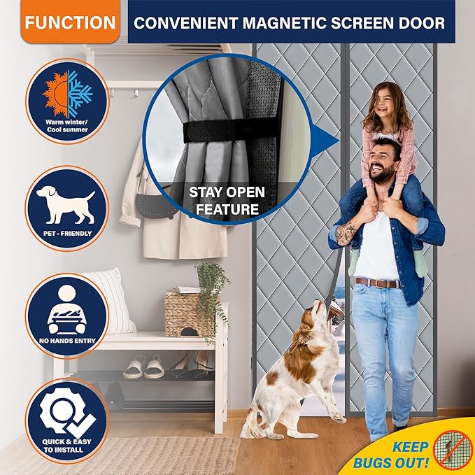 Magnetic Thermal Insulated Door Curtain, Fits Door Size 32" x 80", Durable - Image 5