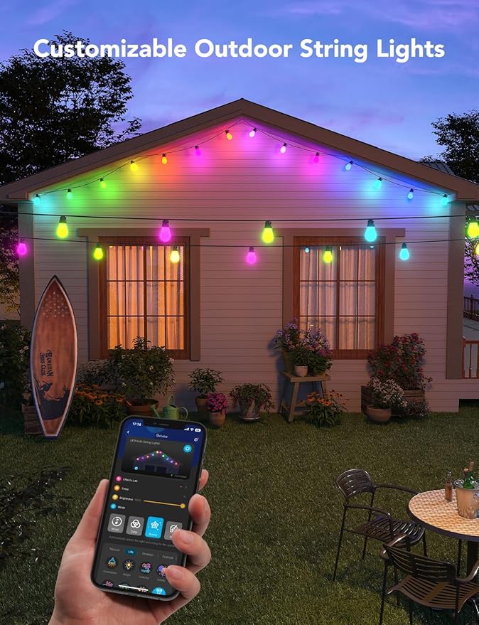 Govee Smart Outdoor String Lights H7016, 96ft RGBIC Outdoor Lights - Image 8