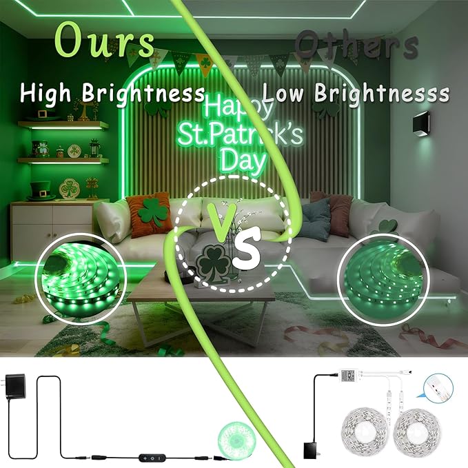 Aalnfe Green Led Lights Strip ST. Patrick's Day Decorations Indoor Rope Lights - Image 2