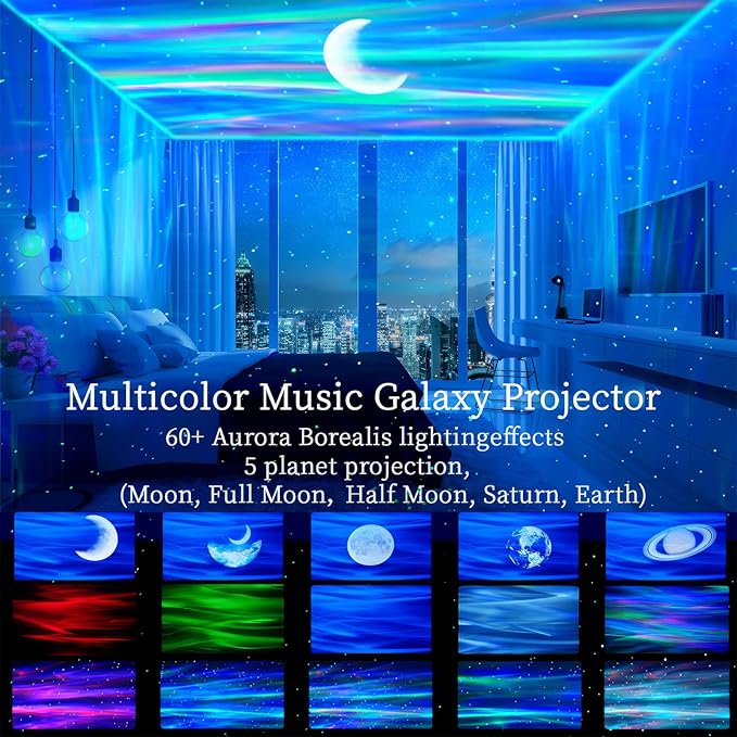 Aurora Northern Lights Projector: 60+ Light Effects White Noise Stars Sky Moon - Image 4