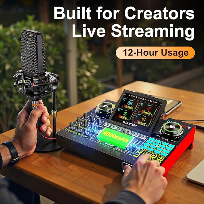 Live Sound Card Audio Mixer, Podcast Equipment Bundle - Image 9
