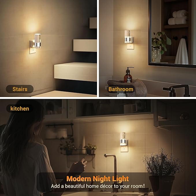 JandCase Night Light, Night Lights Plug into Wall, 2 Pack 3000K Warm White LED - Image 6