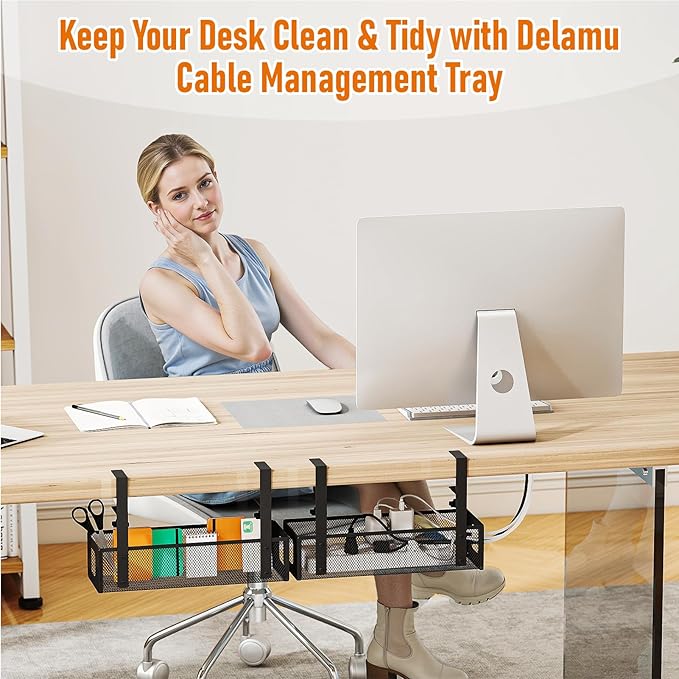 DELAMU Under Desk Cable Management Tray - Image 7
